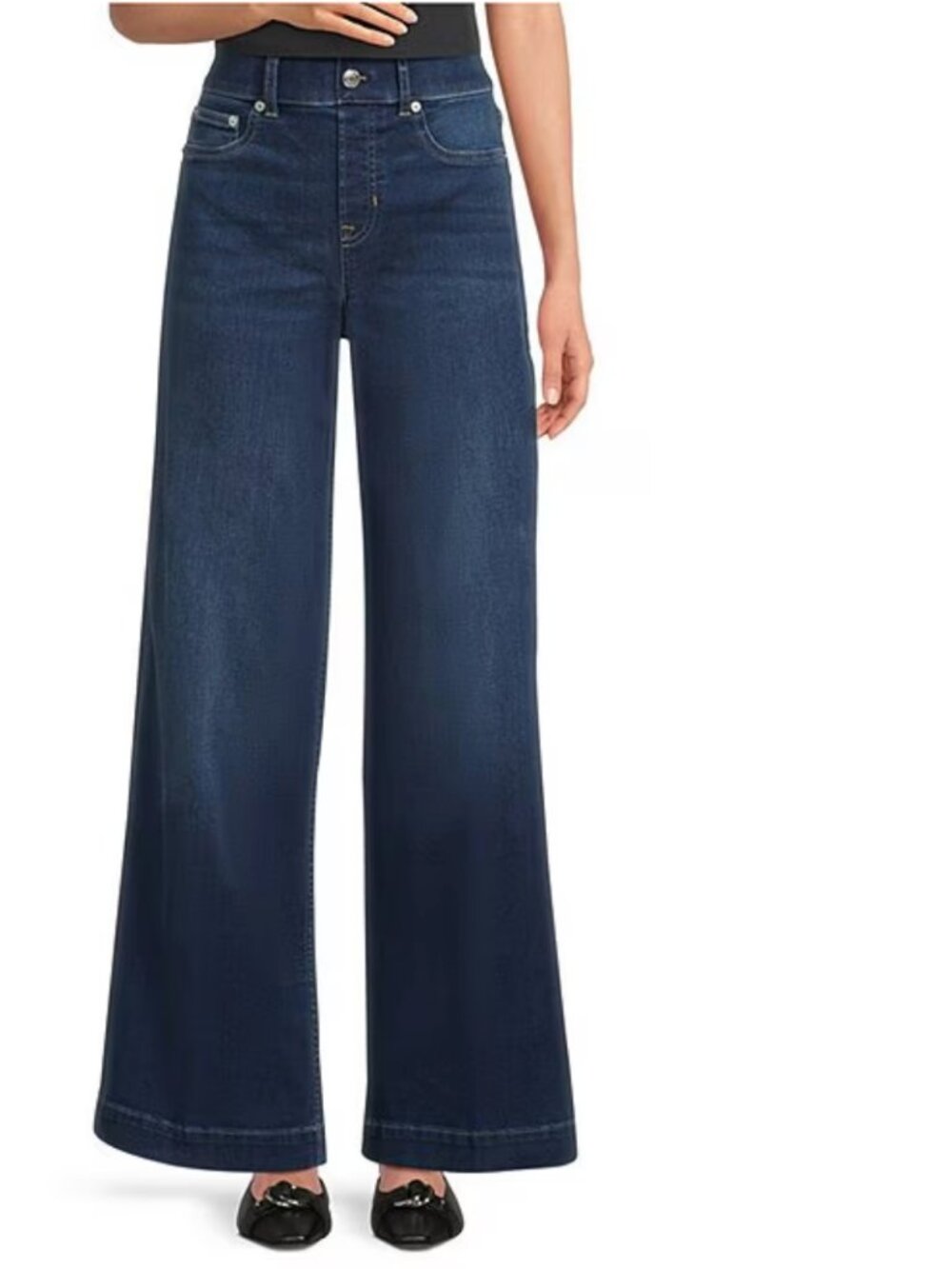 SPANX Women's  2.0 Stretch Pull On Wide Leg Jeans Blue Size Medium